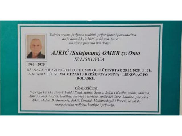 Ajkić (Sulejmana) Omer zv. Omo