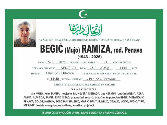 BEGIĆ (Mujo) RAMIZA, rođ. Penava