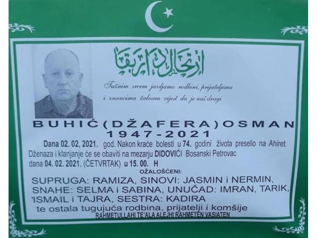 BUHIĆ ( DŽAFERA  ) OSMAN
