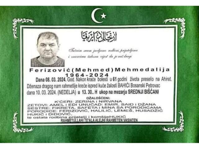 FERIZOVIĆ ( MEHMED ) MEHMEDALIJA - DAĆKO
