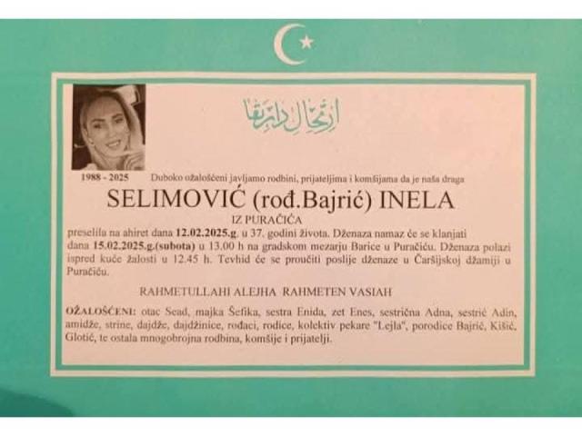 SELIMOVIĆ ( ROĐ . BAJRIĆ ) INELA