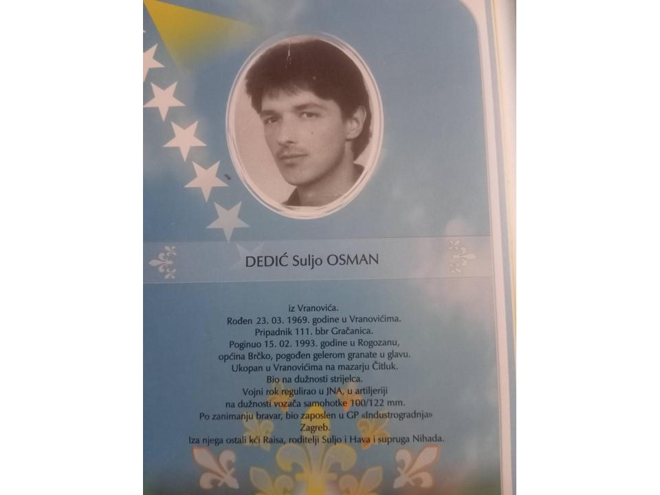 DEDIĆ Suljo OSMAN  iz Vranovića