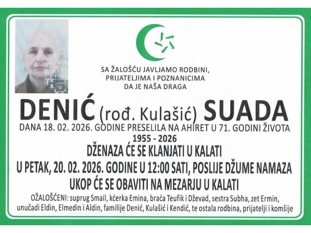 DENIĆ (rođ. Kulašić) SUADA
