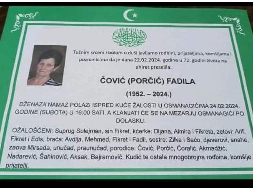 ČOVIČ ( PORČIĆ ) FADILA