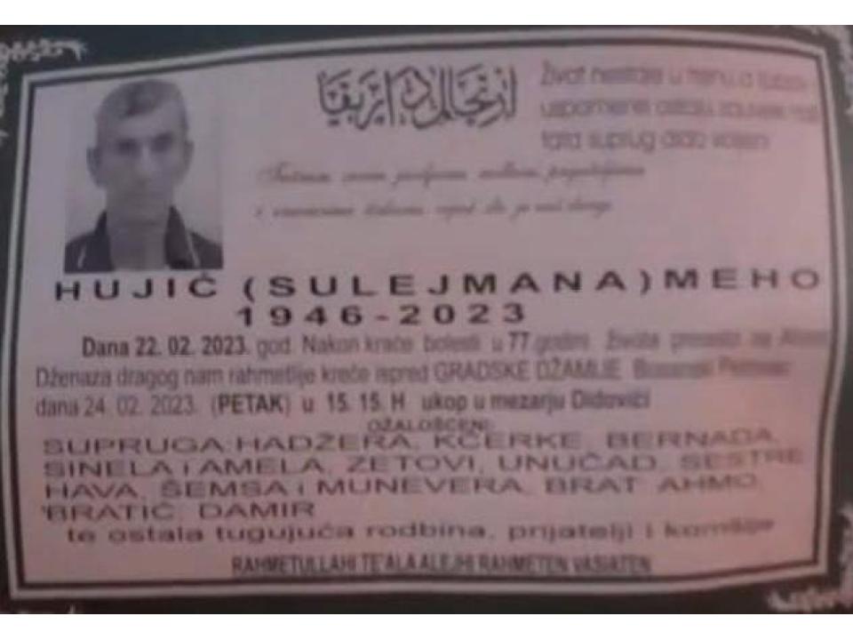 HUJIĆ  ( SULEJMAN ) MEHO