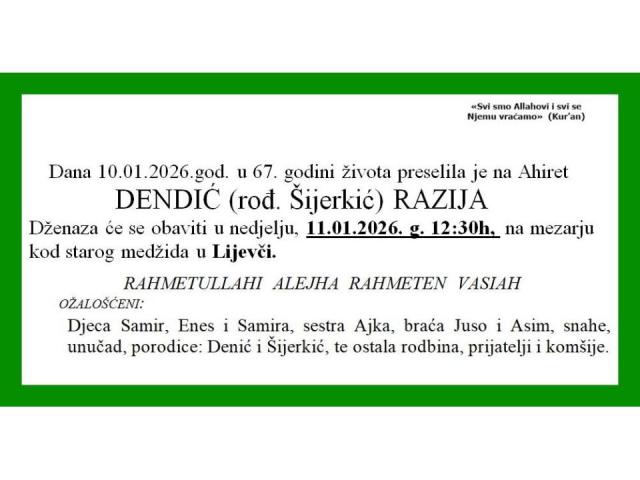 DENDIĆ (rođ. Šijerkić) RAZIJA