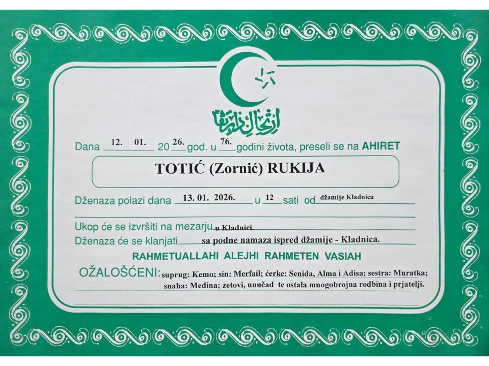 TOTIĆ (Zornić) RUKIJA